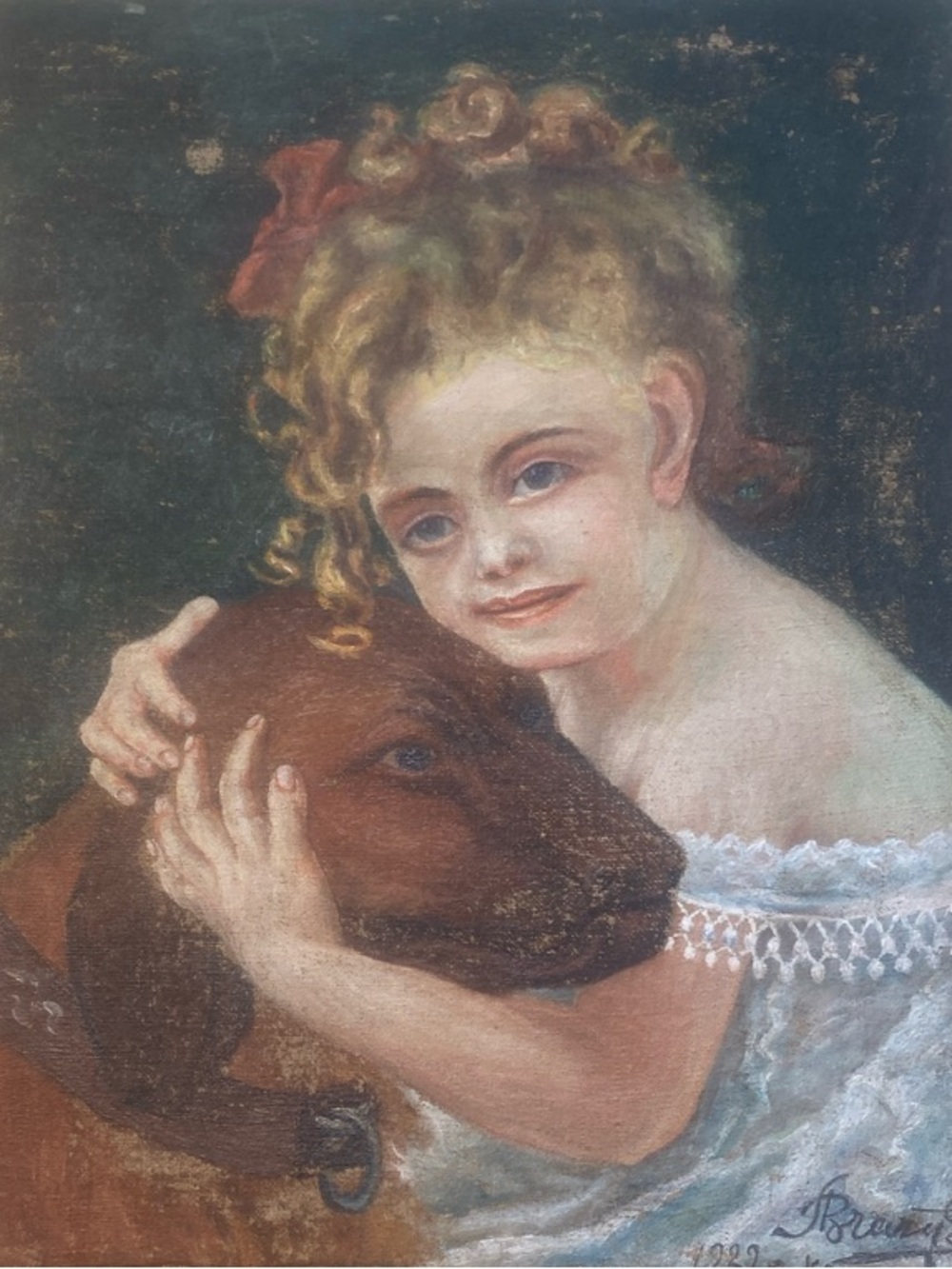 Haunted Painting, funerary portrait, outsider/folk Midwest gothic oil painting